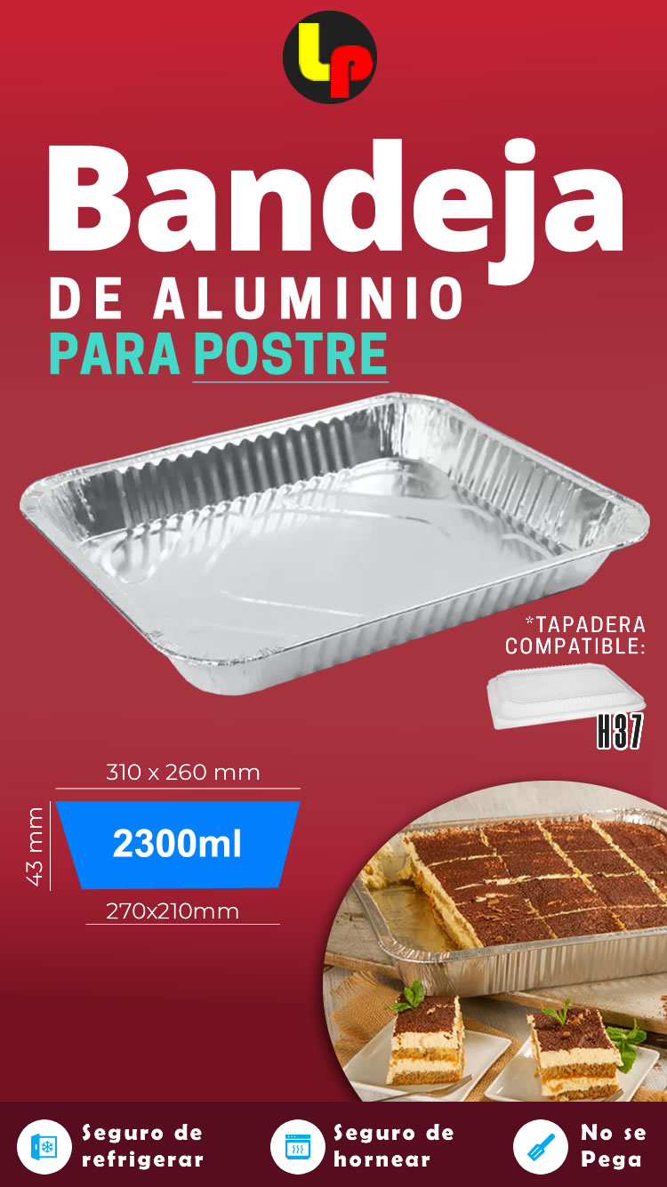 BANDEJA ALUMINIO POSTRE Molde de aluminio p/Postre -Y6012XH