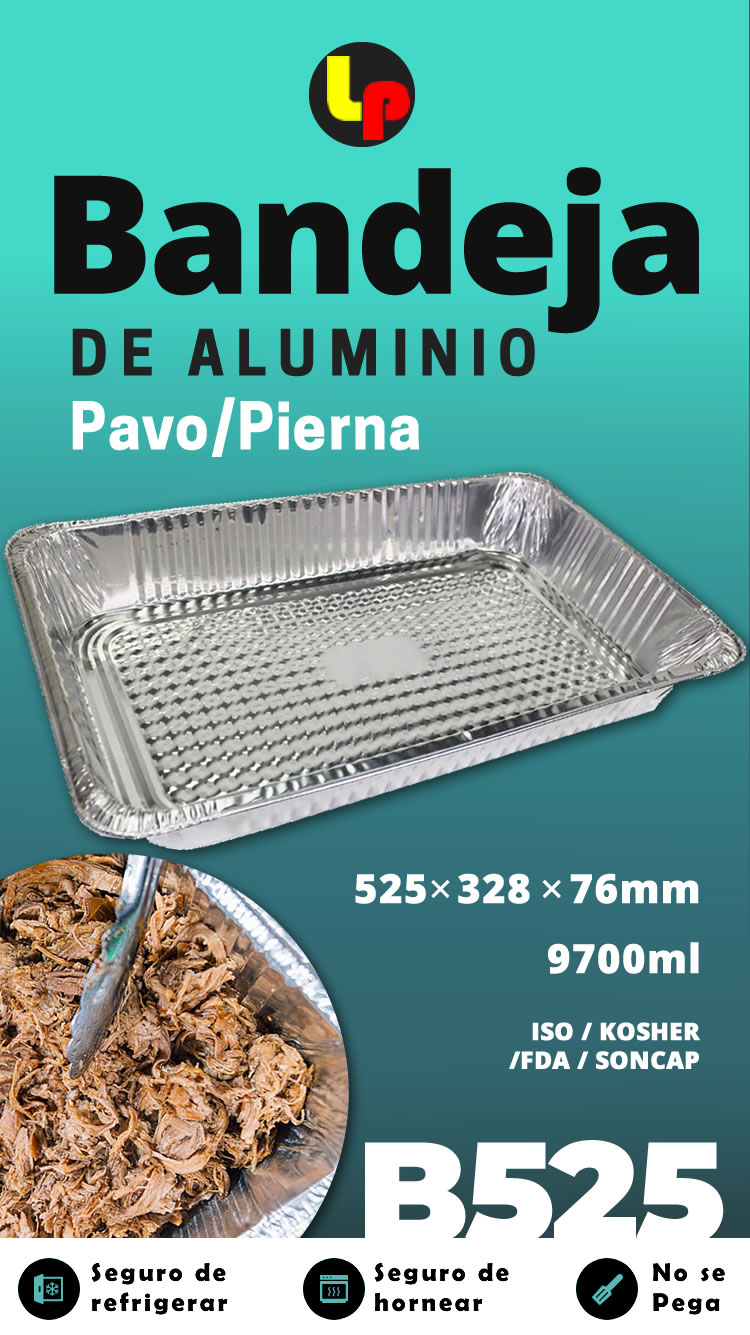 BANDEJA PAVO B550 Molde de aluminio rectangular Grande -B525