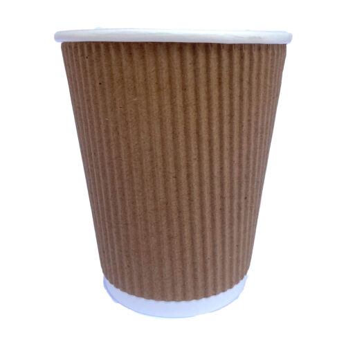 Vaso cartón #12 café corrugado Leocup