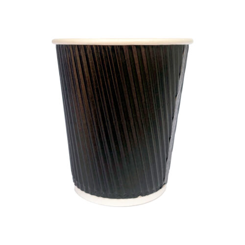 Vaso cartón #8 negro corrugado Leocup