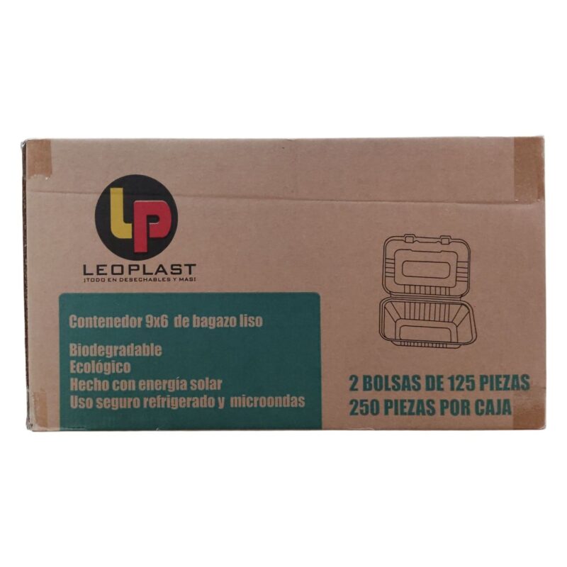 Contenedores de bagazo 9x6" Liso -Leopack