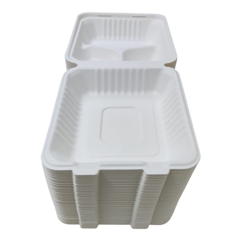 Contenedores de Bagazo 8x8" con División -LeoPack